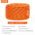 Double Braided Polyester Rope 12.7mm 36.57m Orange/Black
