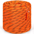 Double Braided Polyester Rope, 19 mm x 67.06 m, 24 Strands, 88.96kN Breaking Strength Outdoor Climbing Rope, Arborist Rigging Rope for Rock Hiking Camping Swing Rappelling Rescue, Orange/Black