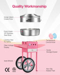 Candy Floss Maker 1000W Commercial Cotton Candy Machine 52cm Pink