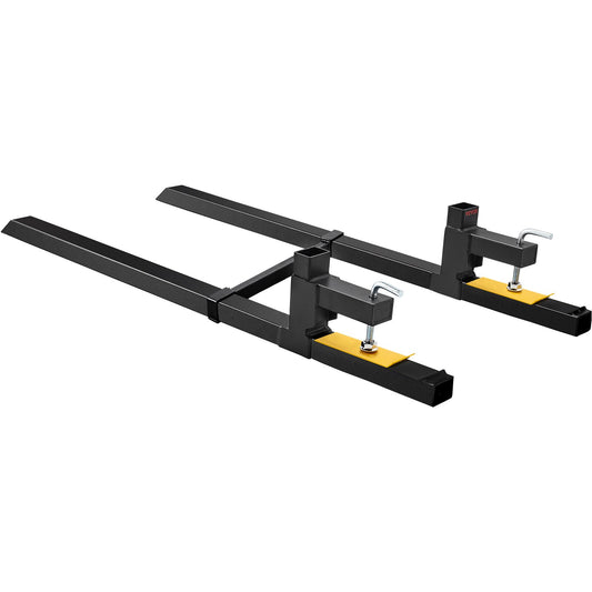 Pallet Forks, 907 kg Tractor Bucket Forks, 1490 mm Total Length Clamp on Pallet Forks with Adjustable Stabilizer bar, Heavy Duty Pallet Forks for Tractor Attachments, Skid Steer, Loader Bucket
