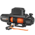 Electric Winch, 4500 kg Load Capacity, 12V DC Truck Winch with Φ8.9 mm x 27.4 m Synthetic Rope, Wireless & Wired Remote Control, IP67 Waterproof for Towing Off-Road SUV Jeep Trailer Boat