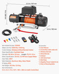 Electric Winch 5400kg 12V Synthetic Rope Wireless Remote IP55