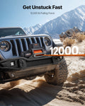 12V Electric Winch 5400kg Synthetic Rope Wireless Remote IP67