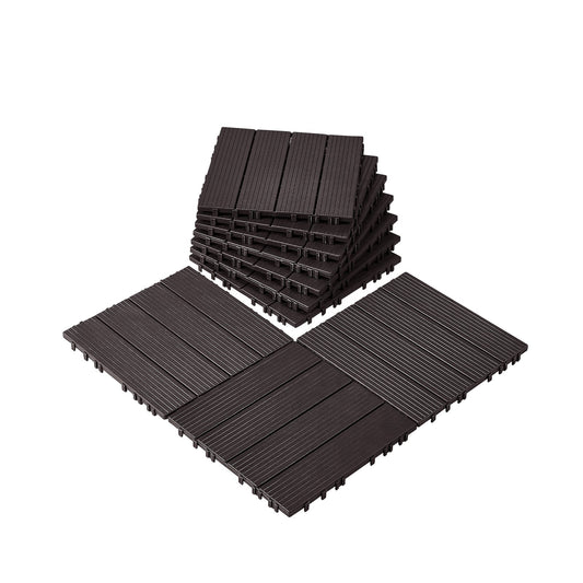 Interlocking Deck Tiles 10 Pack 12x12 Dark Brown Outdoor Flooring
