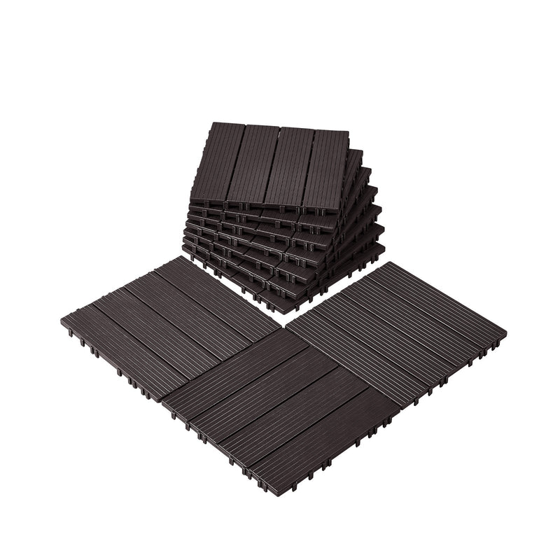 Interlocking Deck Tiles 10 Pack 12x12 Dark Brown Outdoor Flooring