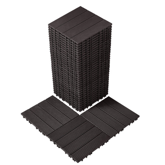Interlocking Deck Tiles 36 Pack 11.6" Dark Brown Outdoor Patio Floor