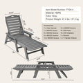 Outdoor Chaise Lounge Chair 6 Positions Reclining Patio Bench Lounger Gray