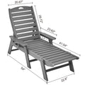 Outdoor Chaise Lounge Chair 6 Positions Reclining Patio Bench Lounger Gray