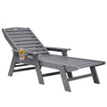 Outdoor Chaise Lounge Chair 6 Positions Reclining Patio Bench Lounger Gray