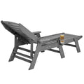 Outdoor Chaise Lounge Chair 6 Positions Reclining Patio Bench Lounger Gray