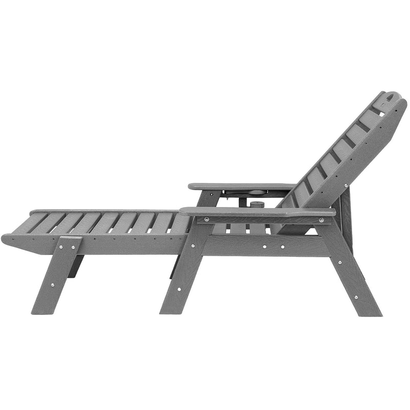 VEVOR Outdoor Chaise Lounge 6 Position Reclining Grey Patio Bench
