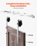 Sliding Barn Door Hardware Kit 2000mm Silver Single