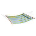 Double Quilted Fabric Hammock, 12 FT Double Hammock with Hardwood Spreader Bars, 2 Person Quilted Hammock with Detachable Pillow and Chains for Camping Outdoor Patio Yard Beach, 480 lbs Capacity