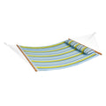 Double Quilted Fabric Hammock, 12 FT Double Hammock with Hardwood Spreader Bars, 2 Person Quilted Hammock with Detachable Pillow and Chains for Camping Outdoor Patio Yard Beach, 480 lbs Capacity