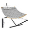 Two Person Hammock with Stand 480lb Capacity Curved Bar Pillow
