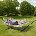 Two Person Hammock with Stand 480lb Capacity Curved Bar Pillow