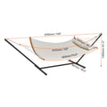 Two Person Hammock with Stand Included, Double Hammock with Curved Spreader Bar and Detachable Pillow and Portable Carrying Bag, Perfect for Outdoor Freestanding Hammock, 480lb Capacity