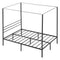 Artiss Metal Canopy Bed Frame QUEEN Size Black Heavy Duty Steel