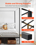 Artiss Metal Canopy Bed Frame QUEEN Size Black Heavy Duty Steel
