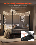 Artiss Metal Canopy Bed Frame QUEEN Size Black Heavy Duty Steel