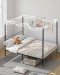 Artiss Metal Canopy Bed Frame QUEEN Size Black Heavy Duty Steel