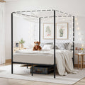 Artiss Metal Canopy Bed Frame QUEEN Size Black Heavy Duty Steel