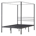 Full Size Canopy Bed Frame, Metal Canopy Bed with Four Posters Design, Heavy Duty Steel Slats Support, Underbed Storage Space, No Box Spring Needed, Easy Assembly, Black