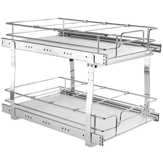 2-Tier Wire Pull Out Cabinet Organiser 14x21 Under Sink Drawer
