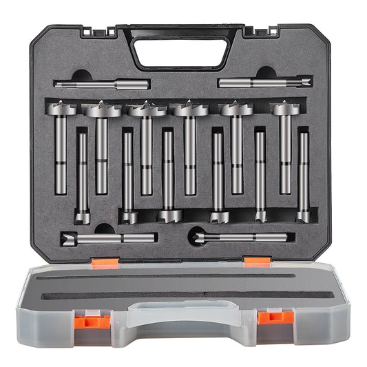 Forstner Bit Set 16pc 1/4"-1-5/8" Carbon Steel Wood Drill Bits