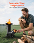 Camping Rocket Stove Wood Burning Portable Carbon Steel Outdoor Cook