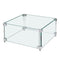 Gas Fire Pit Wind Guard for Square Fire Table, 380 x 380 x 180 mm Clear Tempered Wind Guard for Firepits, 8mm Thick Square Glass Shield, Glass Panel with Hard Corner Bracket & Feet