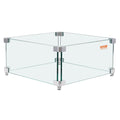 Gas Fire Pit Wind Guard 380x380x180mm 8mm Tempered Glass Square