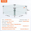 Gas Fire Pit Wind Guard 380x380x180mm 8mm Tempered Glass Square