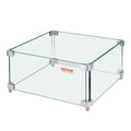 Gas Fire Pit Wind Guard 380x380x180mm 8mm Tempered Glass Square