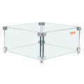 Gas Fire Pit Wind Guard 380x380x180mm 8mm Tempered Glass Square