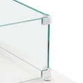Gas Fire Pit Wind Guard for Square Fire Table, 595 x 190 x 165 mm Clear Tempered Wind Guard for Firepits, 8mm Thick Square Glass Shield, Glass Panel with Hard Corner Bracket & Feet