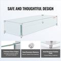 Gas Fire Pit Wind Guard Square 595x190x165mm 8mm Tempered Glass
