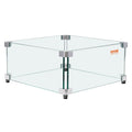 Gas Fire Pit Wind Guard Square 543mm Clear Tempered Glass 8mm Thick