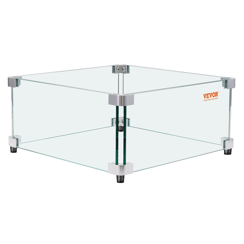 Gas Fire Pit Wind Guard 493mm Square Clear Tempered Glass 8mm