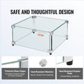 Gas Fire Pit Wind Guard 493mm Square Clear Tempered Glass 8mm
