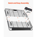 Roof Rack Cargo Carrier, 1095 x 1270 x 105 mm, Universal Rooftop Cargo Basket, Car Top Luggage Holder with 68 kg Max Load Capacity, 4.1 in Fence, Anti-Rust Alloy Steel, Wind Fairing, for SUV Car