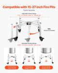 Fire Pit Stand Adjustable 38-68.6cm Stainless Steel 4 Casters