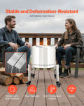 Fire Pit Stand Adjustable 38-68.6cm Stainless Steel 4 Casters