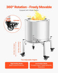 Fire Pit Stand Adjustable 38-68.6cm Stainless Steel 4 Casters