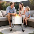 Fire Pit Stand Adjustable 38-68.6cm Stainless Steel 4 Casters