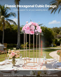 10PCS 60cm Gold Hexagonal Flower Column Stand Wedding Floral Display
