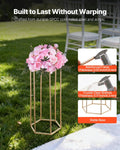 10PCS 60cm Gold Hexagonal Flower Column Stand Wedding Floral Display
