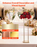 Wedding Flower Stand 10PCS 80cm Gold Metal Cylindrical Floral Display