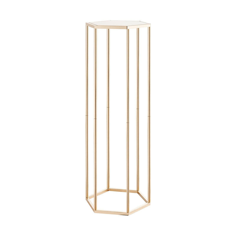 10PCS 80cm Wedding Flower Stand Column Gold Acrylic Hexagonal