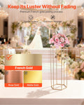 10PCS 80cm Wedding Flower Stand Column Gold Acrylic Hexagonal